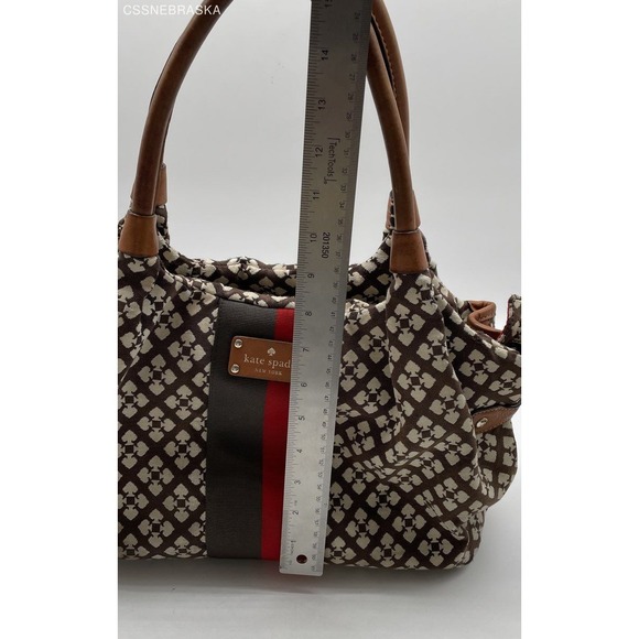 Kate Spade Brown/Cream/Scarlet Canvas, Leather Hobo Bag - Picture 9 of 12